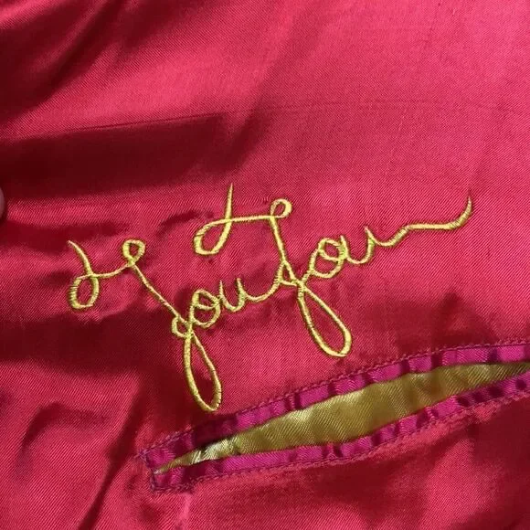RARE 1980’s JouJou Bomber | Bright Red Rayon with Embroidery | Size M - Picture 2 of 16